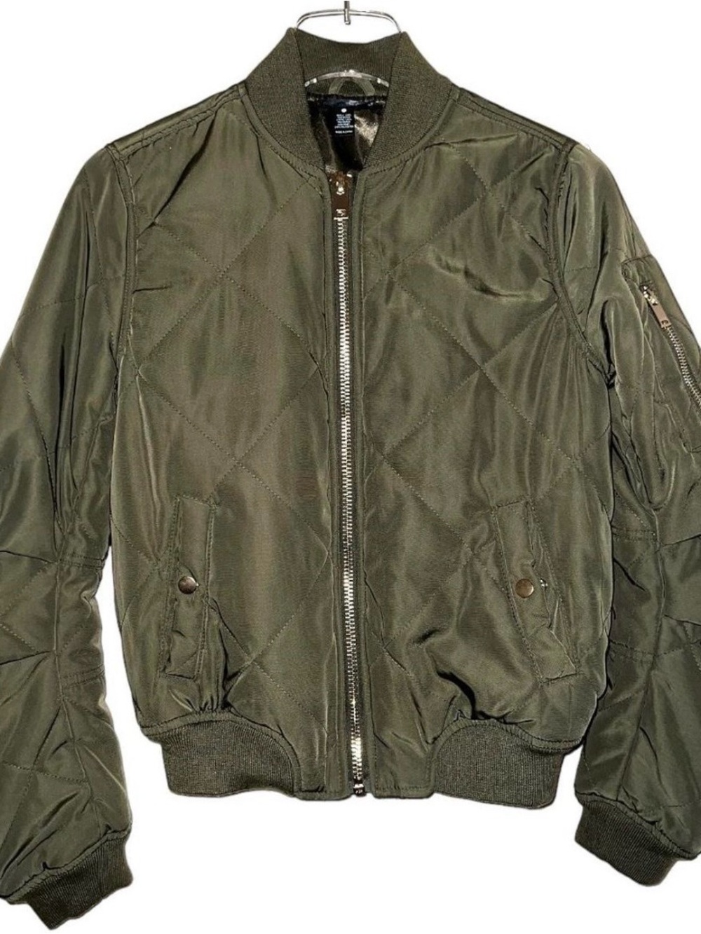Aqua Quilted Bomber Jacket in Hunter Green